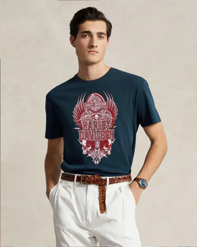 vHarley DavidSon - Front Printed Design T-Shirt - Green