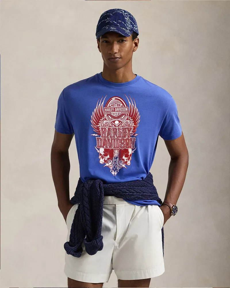 Harley DavidSon - Front Printed Design T-Shirt - Sky (1) Harley DavidSon - Front Printed Design T-Shirt - Sky
